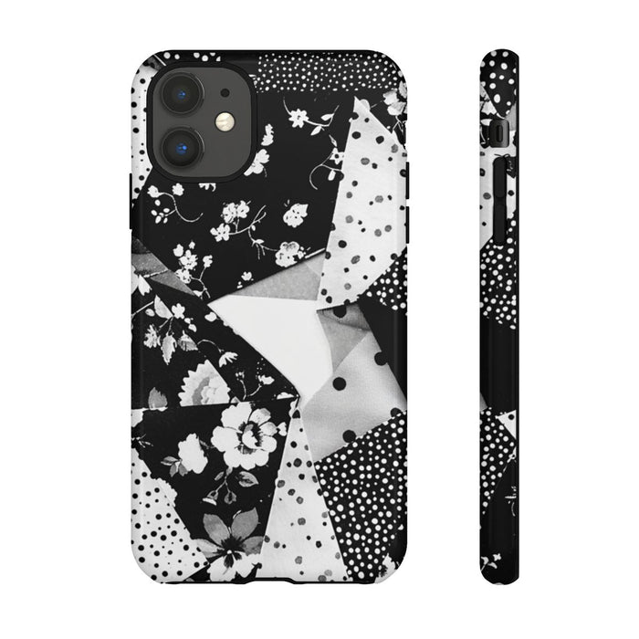 Monochrome Bloemen- en Polkadot Patchwork