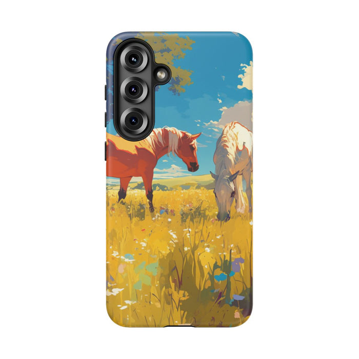 Paarden Grazend in Zonnig Veld