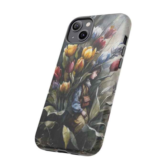 Meisje Tussen Kleurrijke Tulpen
