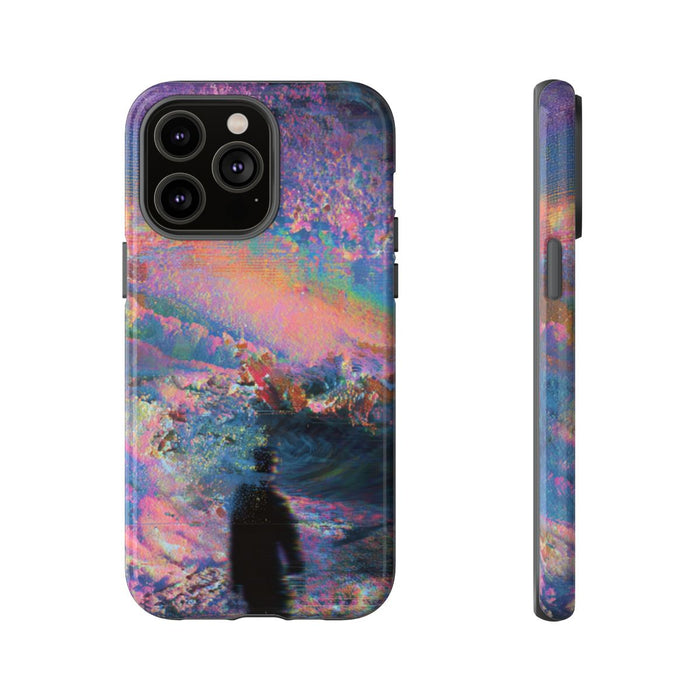Abstracte Kleurrijke Kosmische Scene met Silhouet