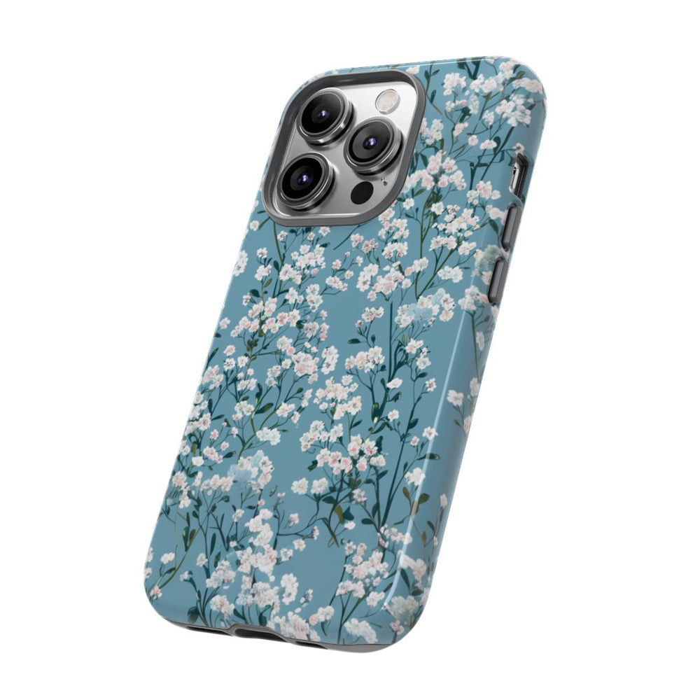 Luchtige Witte Gipskruid Bloemen op Zachtblauwe Achtergrond