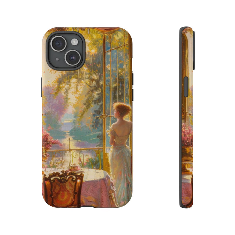 Elegante Vrouw in Zonovergoten Kamer met Bloemendecoratie