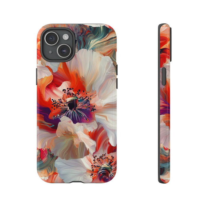 Abstracte Bloemmotieven in Rood en Wit