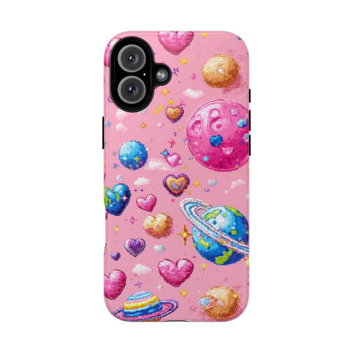 Pixel Art Harten en Planeten Patroon