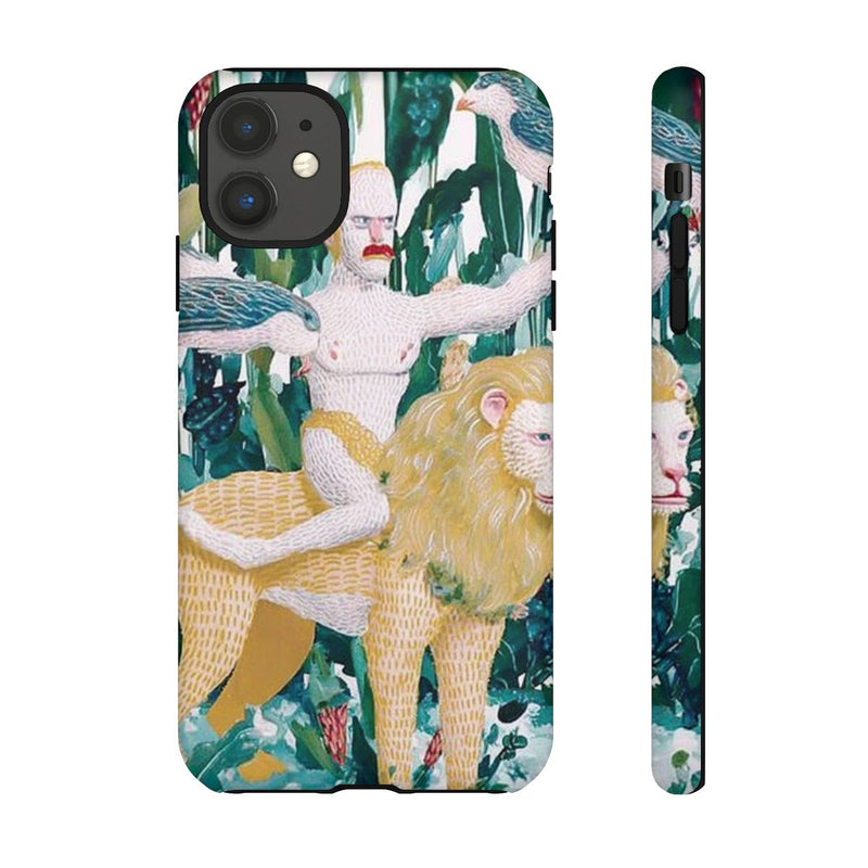 Surrealistische Man met Vogels op Leeuw