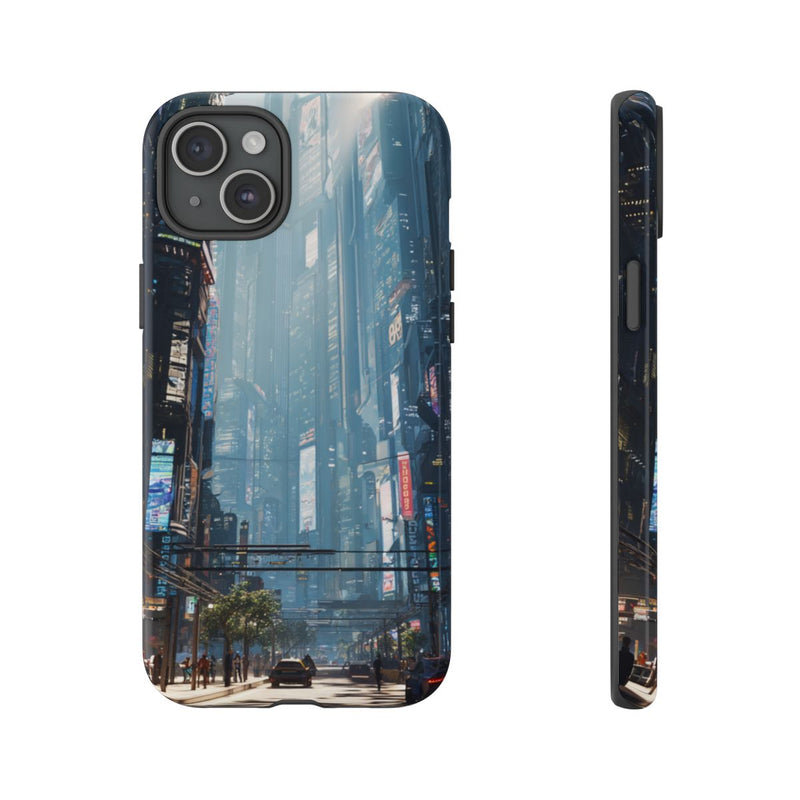 Futuristisch Stadsgezicht met Wolkenkrabbers en Verkeer