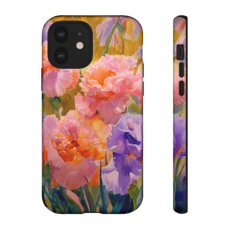 Roze en Paarse Bloemen in Aquarel