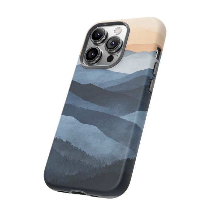 Gelaagd Berglandschap in Blauwe en Beige Tinten