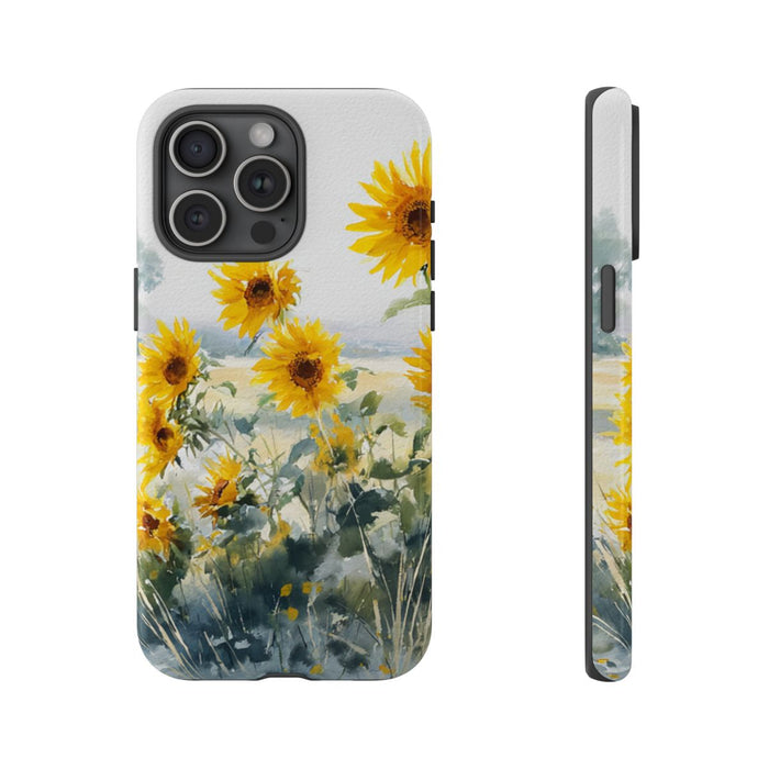 Gele Zonnebloemen in Pastelkleurig Landschap