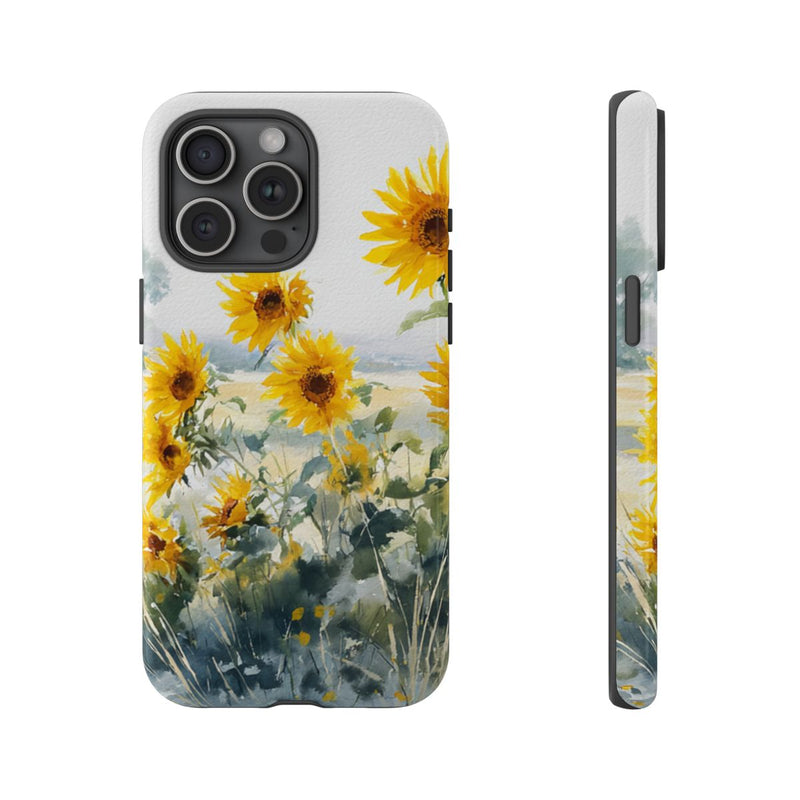 Gele Zonnebloemen in Pastelkleurig Landschap