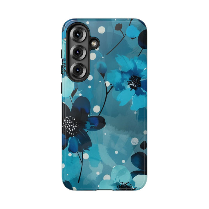 Blauw Bloemenpatroon met Stippen