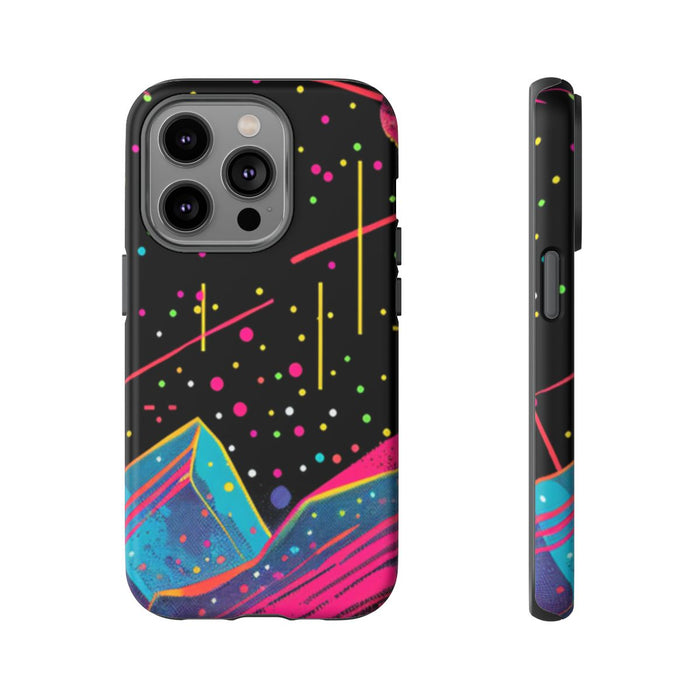 Neon Kosmisch Landschap met Planeten en Zon