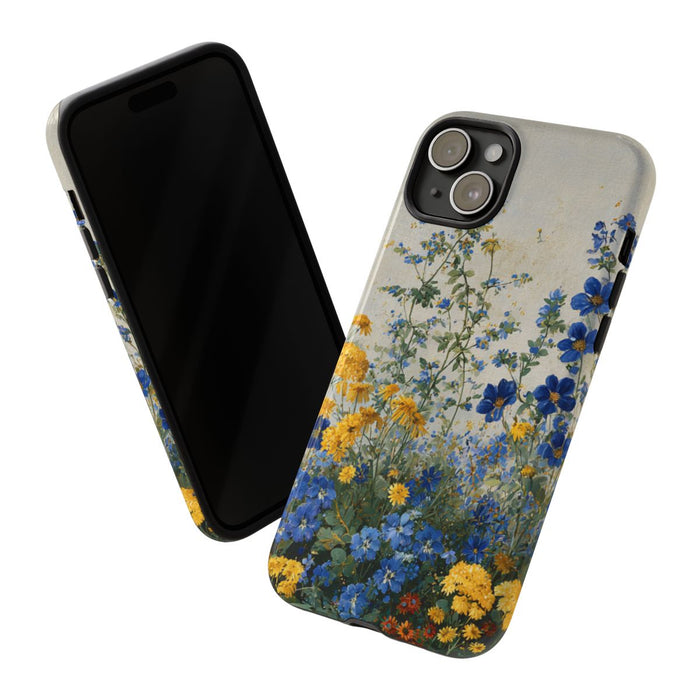 Blauwe en Gele Wilde Bloemen