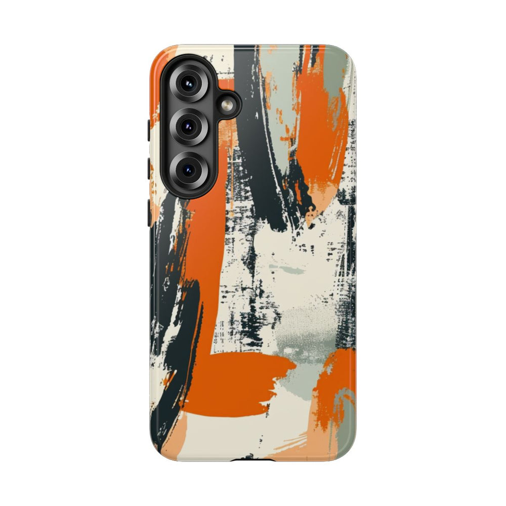Abstract Oranje-Zwart Penseelstrepenpatroon