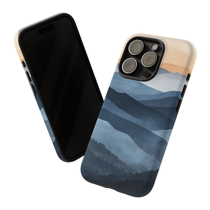 Gelaagd Berglandschap in Blauwe en Beige Tinten