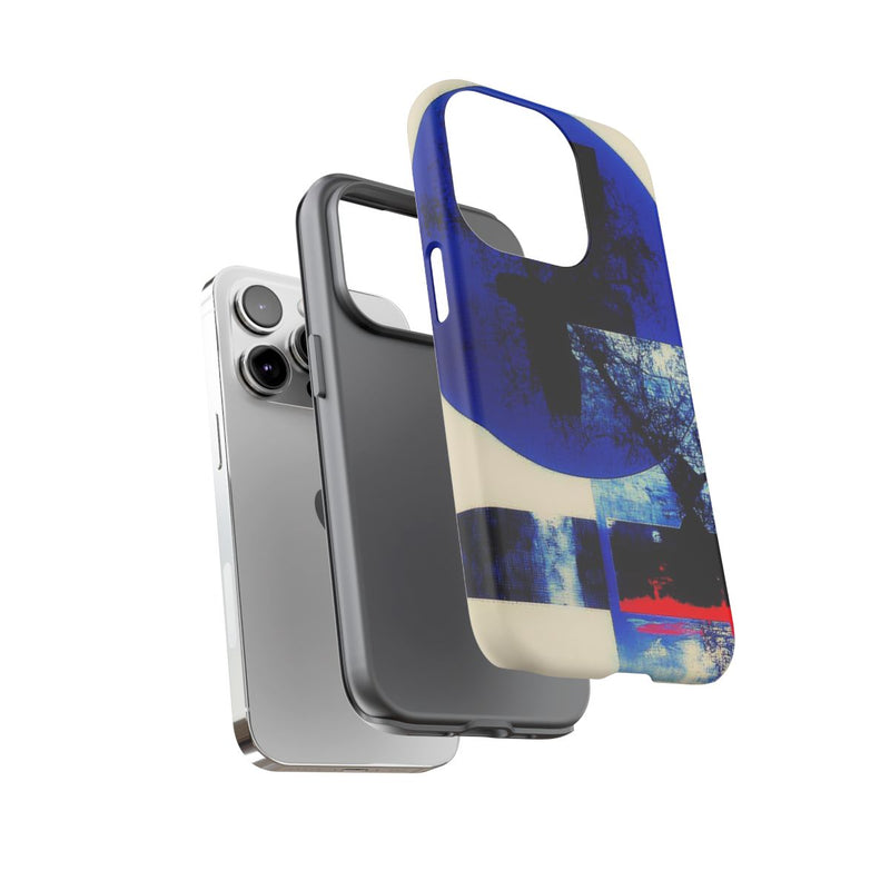 Abstracte Blauwe en Zwarte Geometrische Kunst