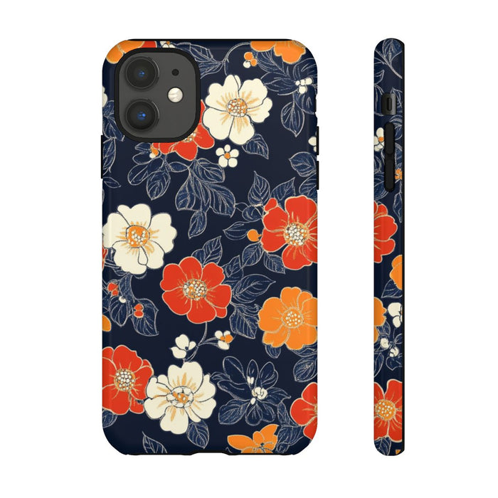 Oranje en Witte Bloemenprint