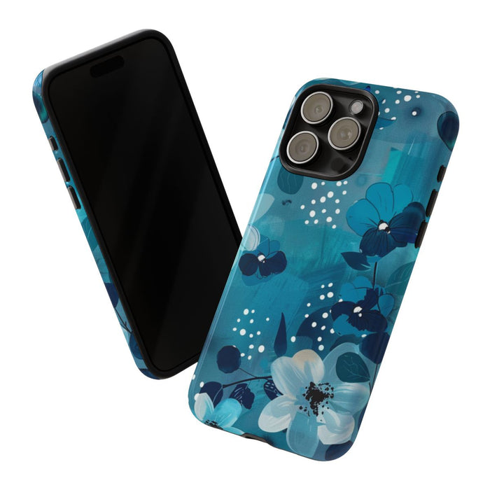 Turquoise Bloemenpatroon met Stippen