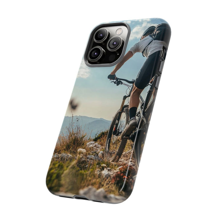 Mountainbiker op Rotsachtig Pad