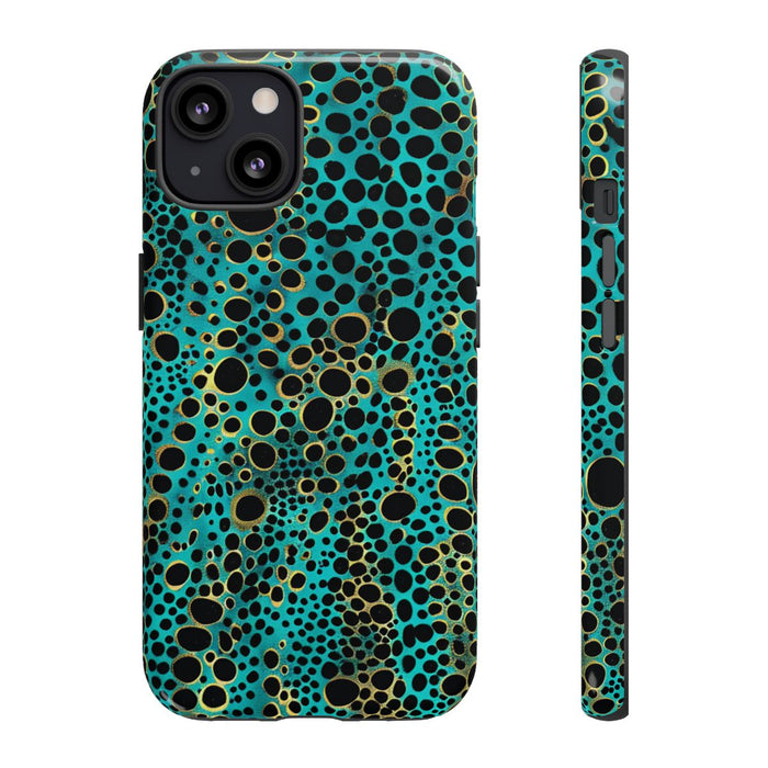 Turquoise en Zwart Abstract Stippenpatroon