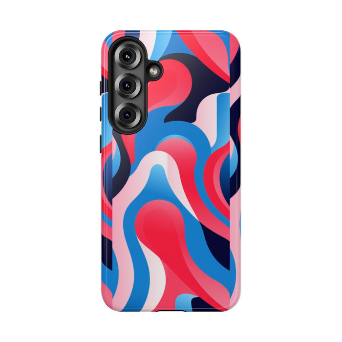 Blauw-Rood Abstract Golvend Patroon