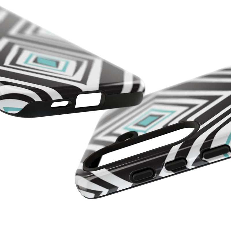 Geometrisch Zwart-Turquoise Diamantpatroon