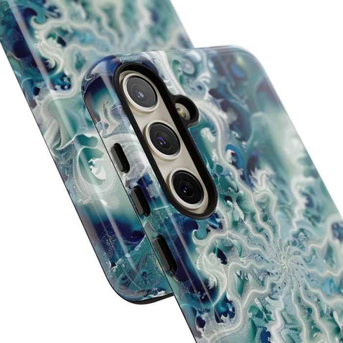 Blauw-Groene Fractalwerveling met Glans