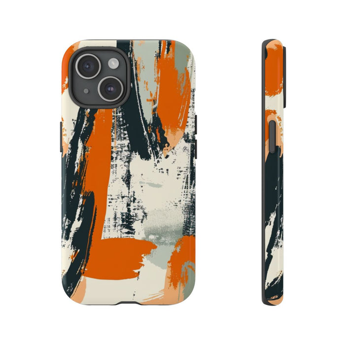 Abstract Oranje-Zwart Penseelstrepenpatroon