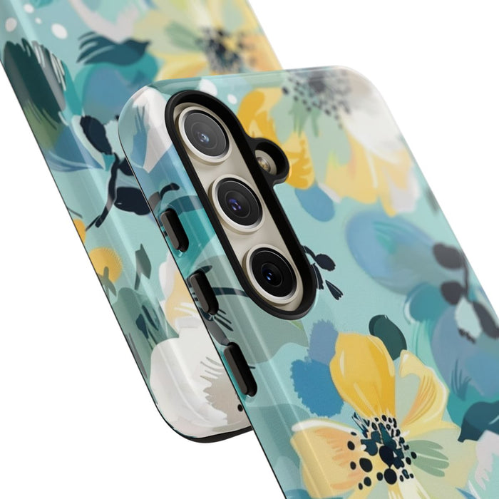 Turquoise Bloemenpatroon met Stippen