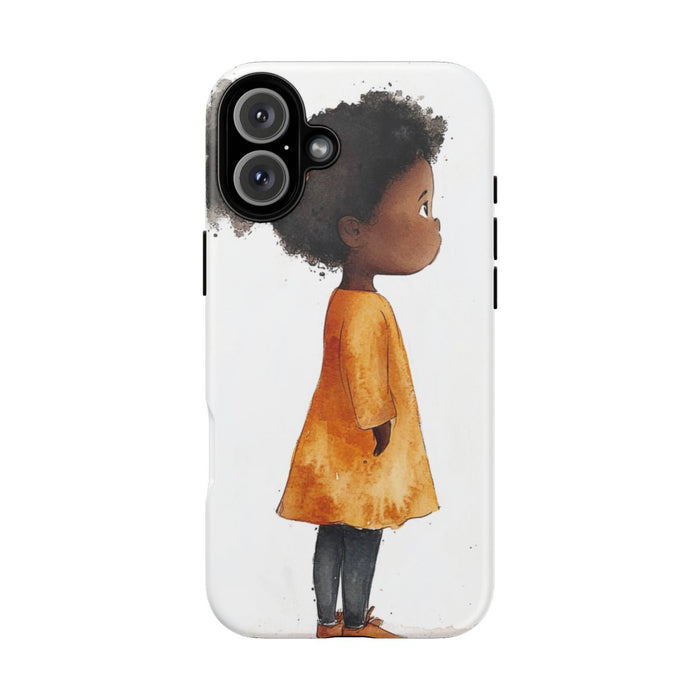 Aquarel Meisje in Oranje Jurk
