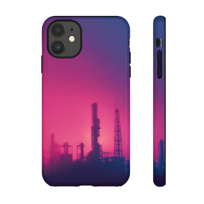 Industrieel Silhouet met Neon Gloed