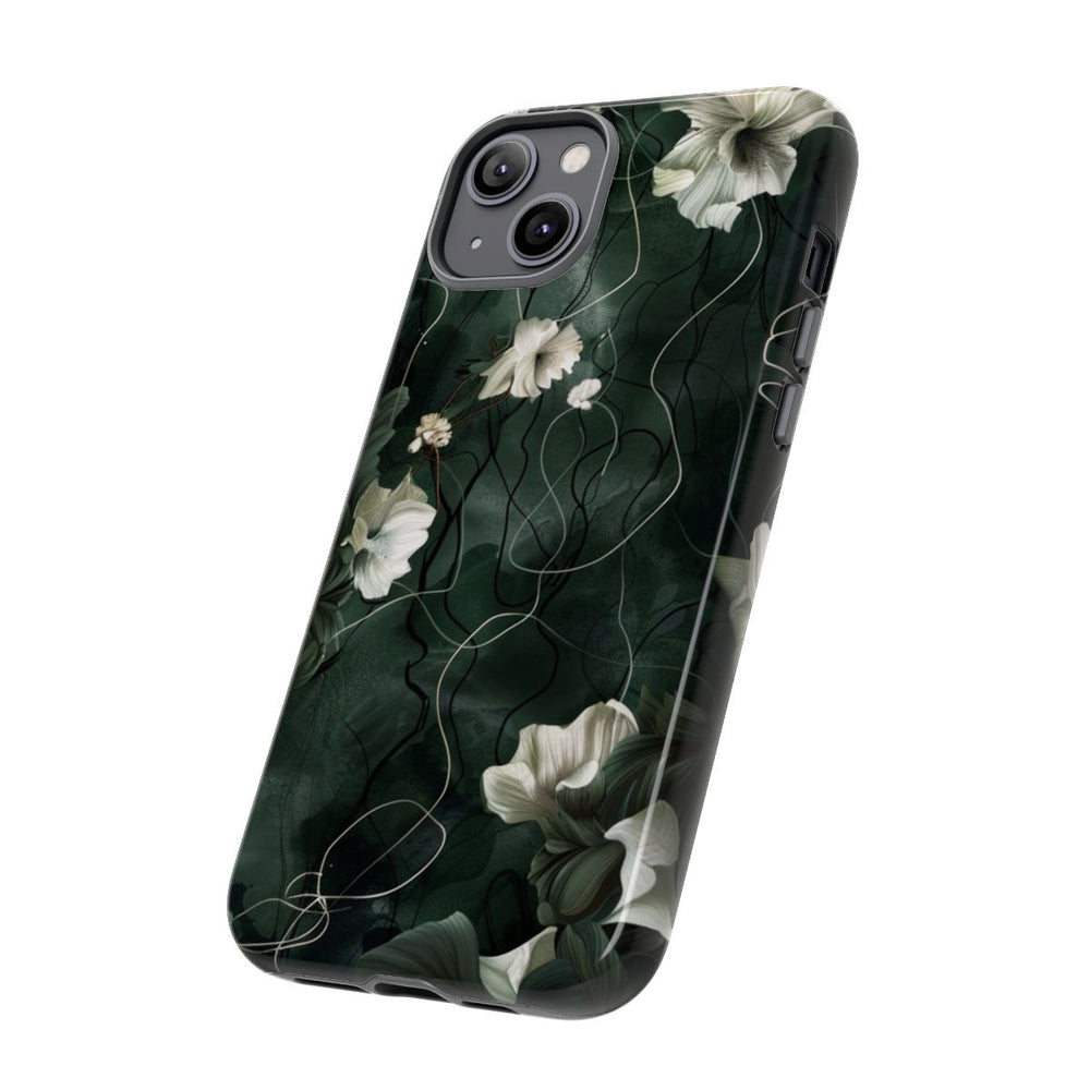 Donkergroene Bloemenranken met Glanzende Afwerking