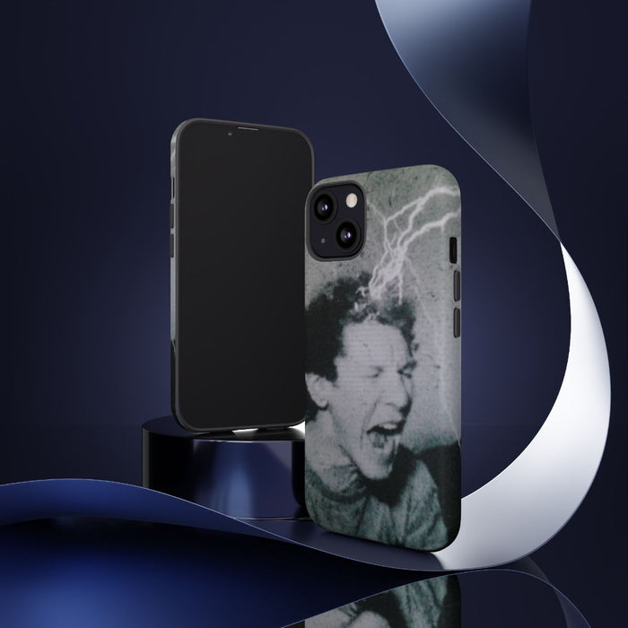 Zwart-Wit Portret met Bliksemeffect en Vintage Look