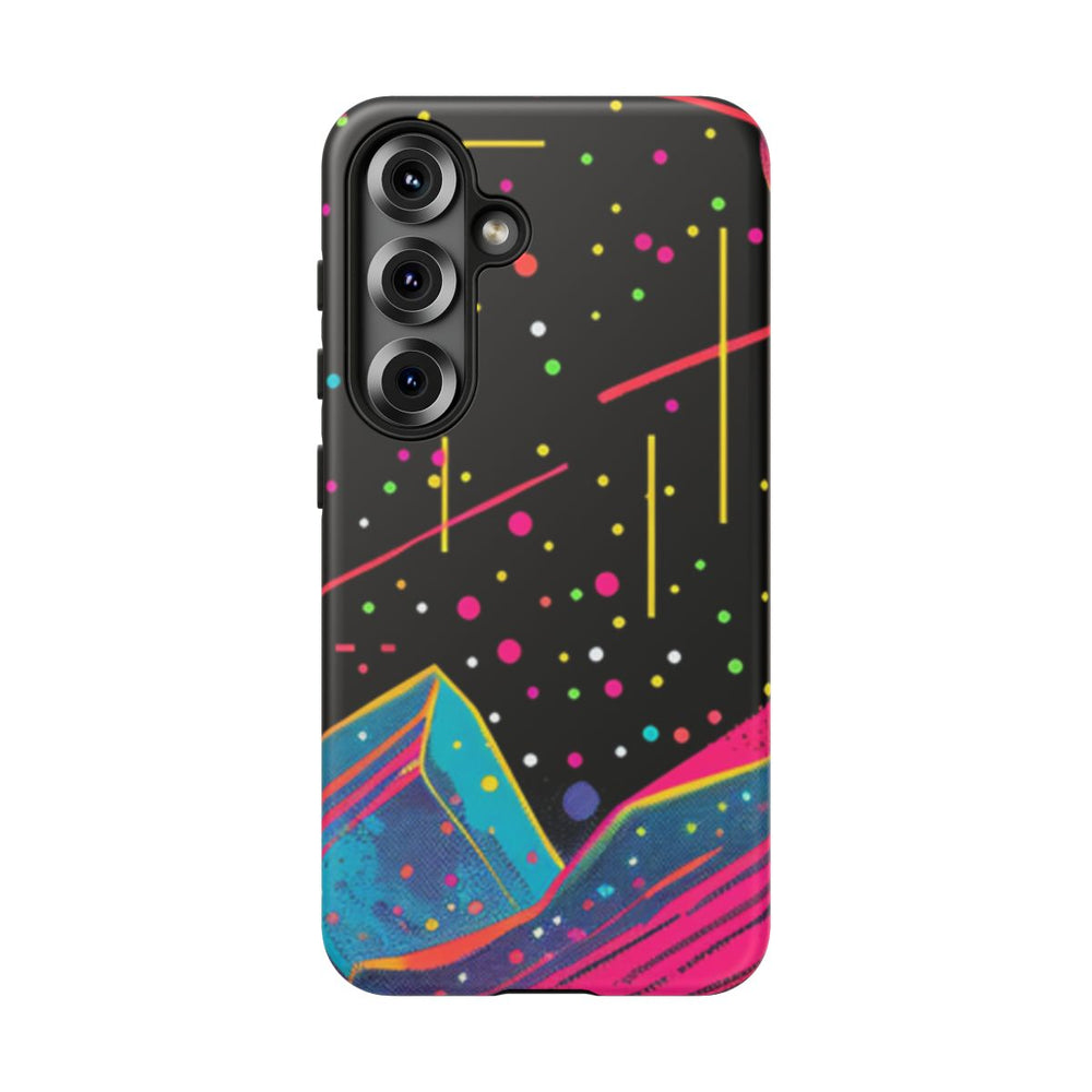 Neon Kosmisch Landschap met Planeten en Zon