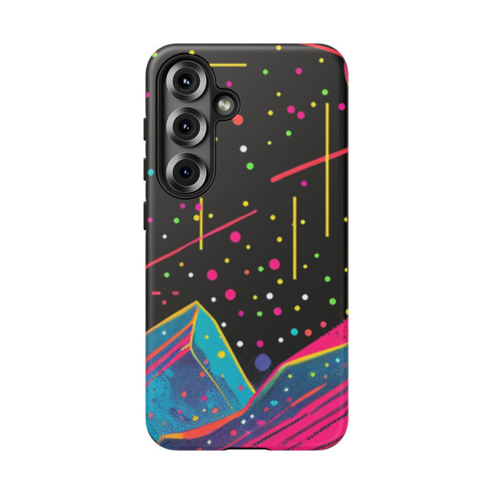 Neon Kosmisch Landschap met Planeten en Zon