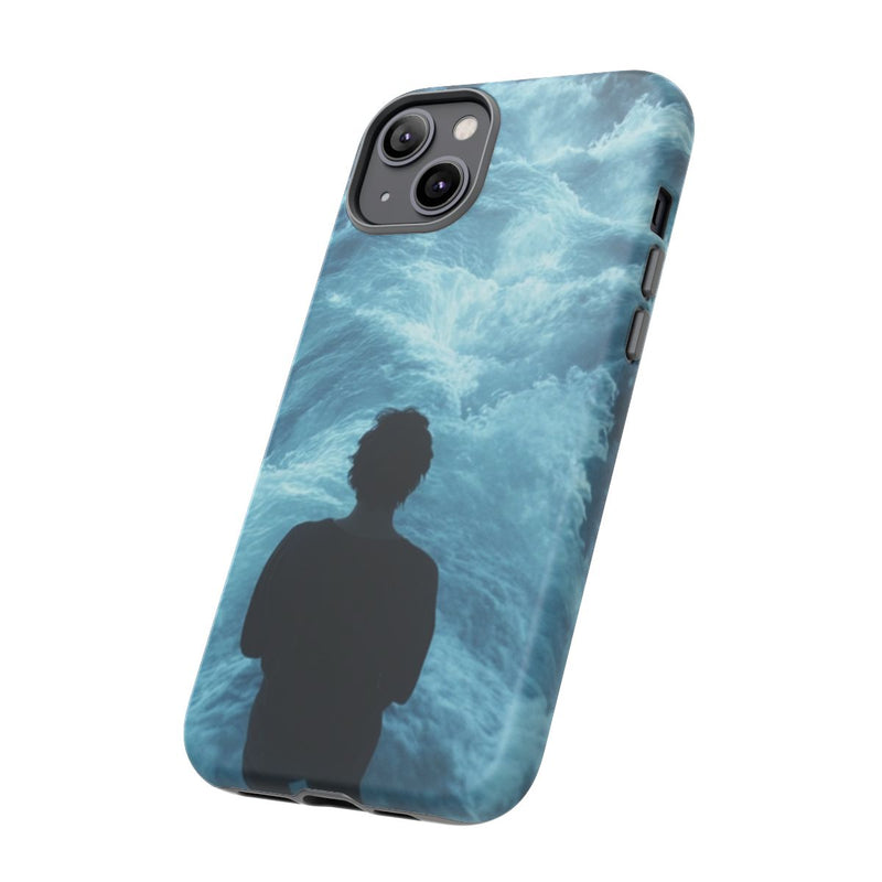 Persoon Tussen Kolkende Blauwe Watergolven