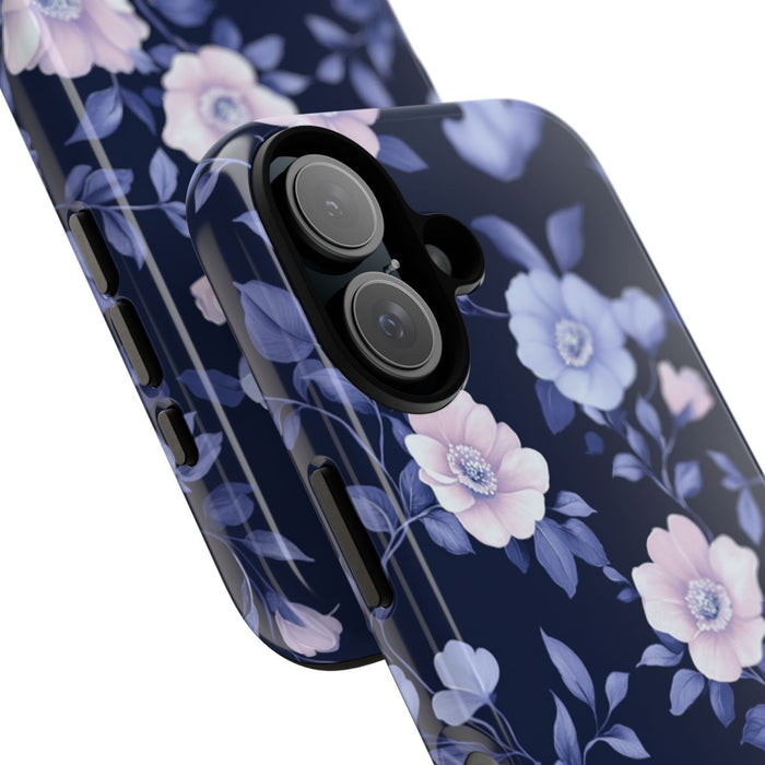 Elegant Blauw-Roze Bloemenpatroon