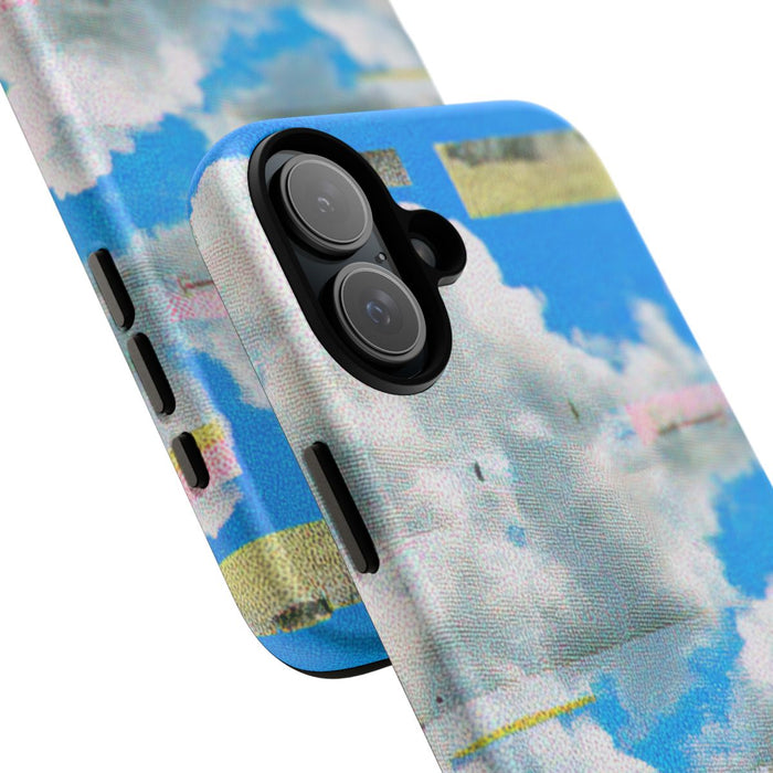 Glitch Effect Wolkenlucht met Bergen