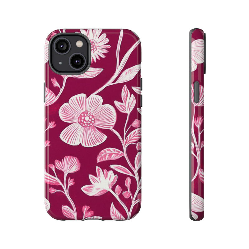 Roze en Witte Bloemenprint