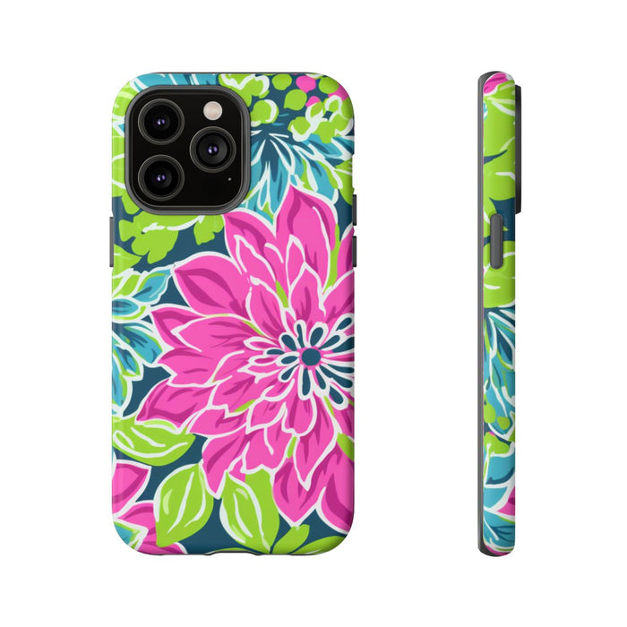 Vrolijk Bloemenpatroon met Roze en Blauwe Bloemen