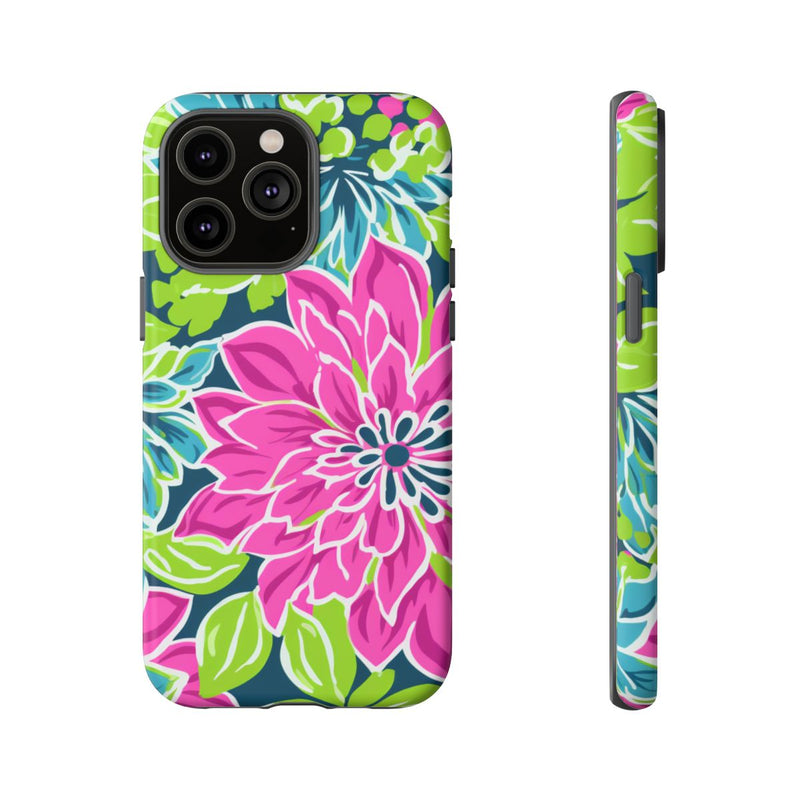 Vrolijk Bloemenpatroon met Roze en Blauwe Bloemen