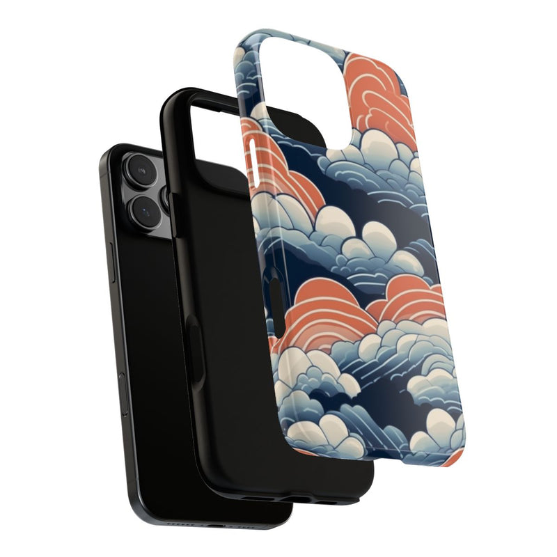 Gestileerd Wolkenpatroon in Blauw en Oranje