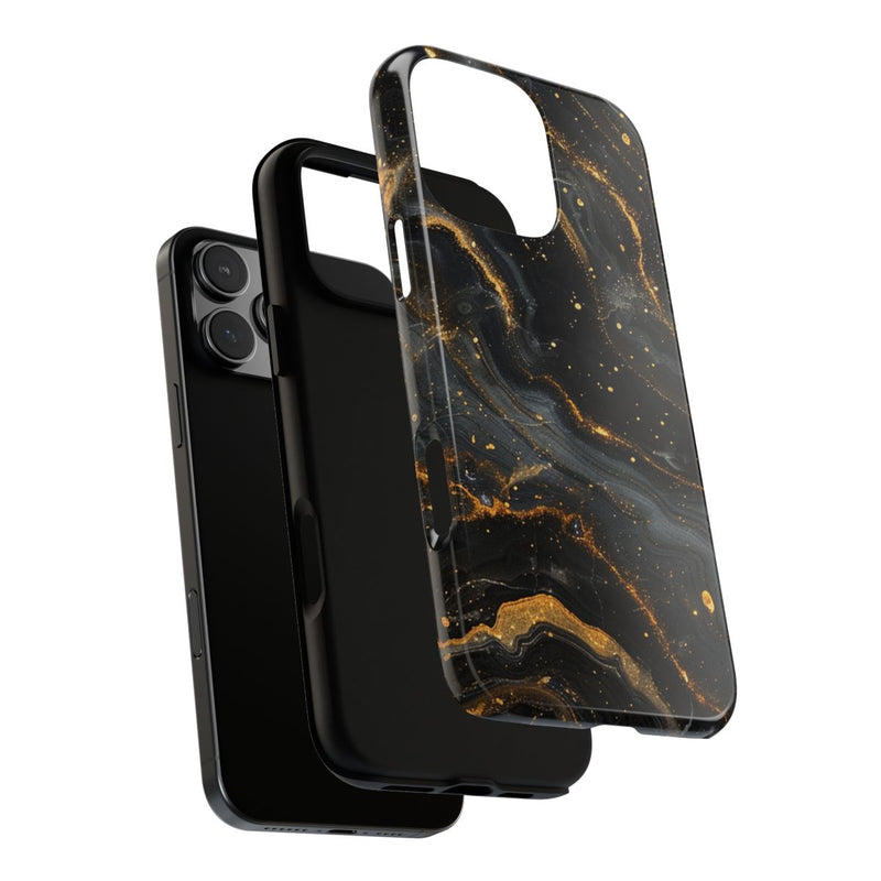 Zwart-Gouden Marmer Abstract Patroon