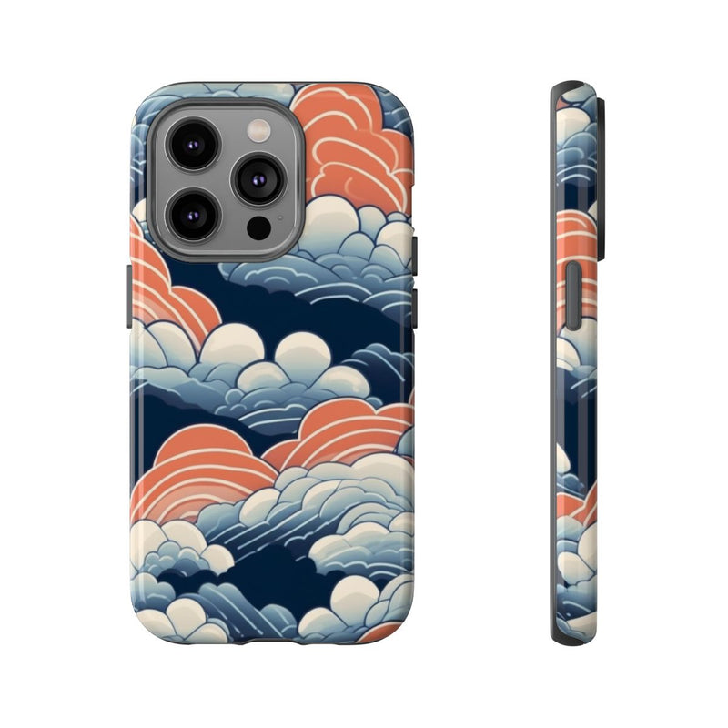 Gestileerd Wolkenpatroon in Blauw en Oranje