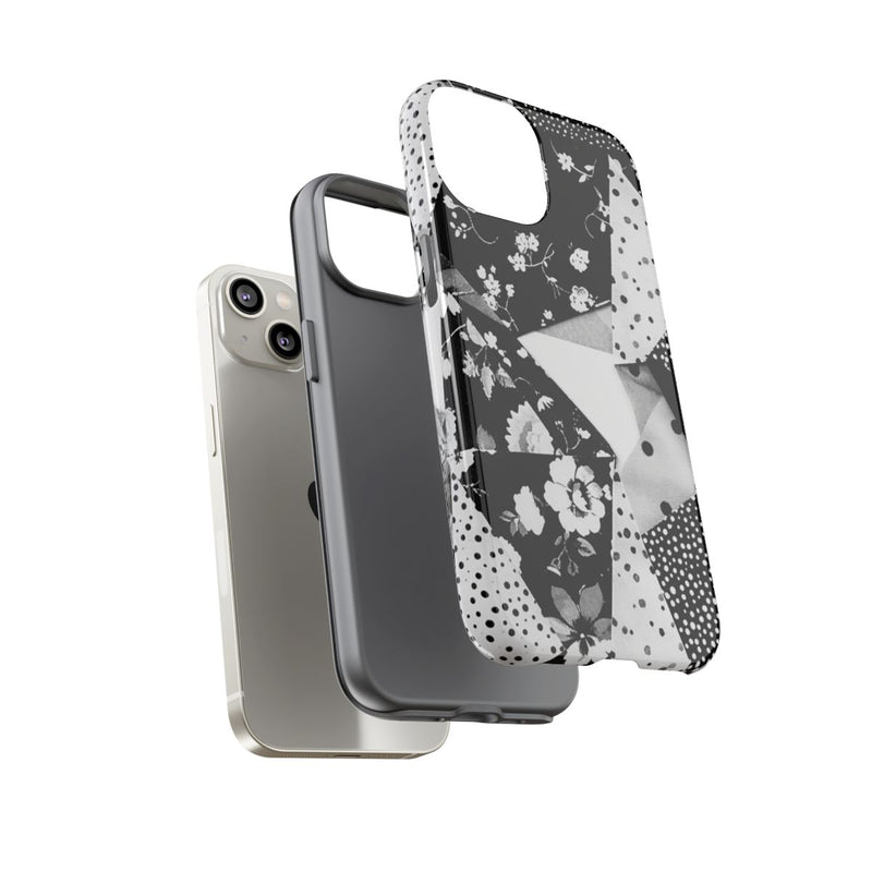 Monochrome Bloemen- en Polkadot Patchwork