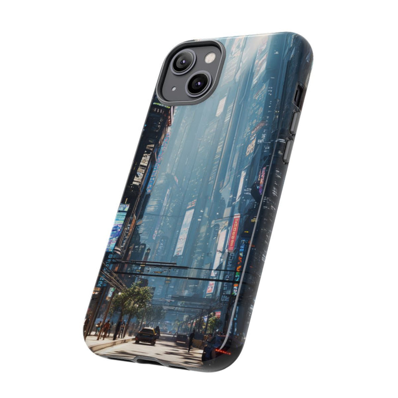 Futuristisch Stadsgezicht met Wolkenkrabbers en Verkeer