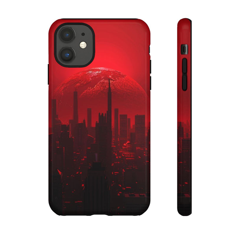 Futuristisch Stadsgezicht met Rode Planeet