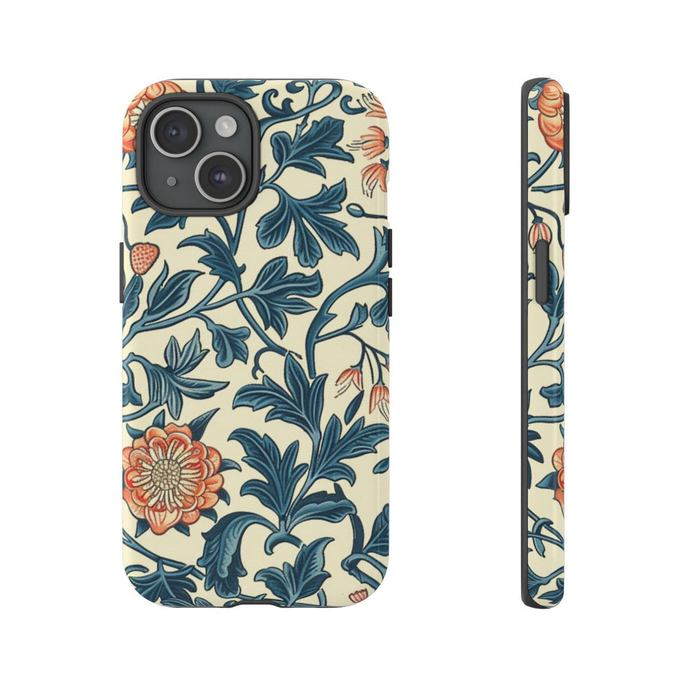 Blauw-Oranje Bloemenpatroon