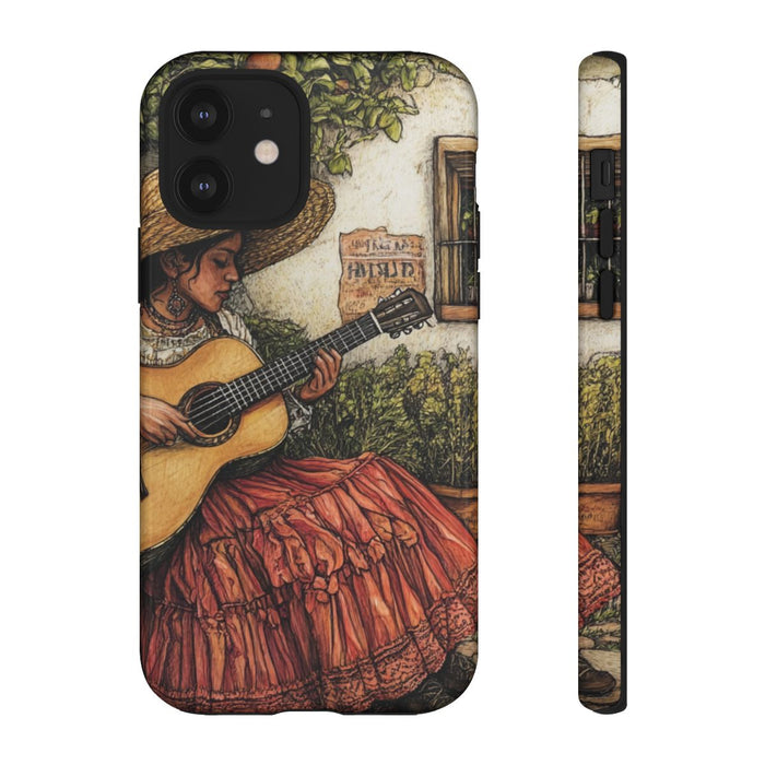 Vrouw die Gitaar Speelt in Landelijke Binnenplaats