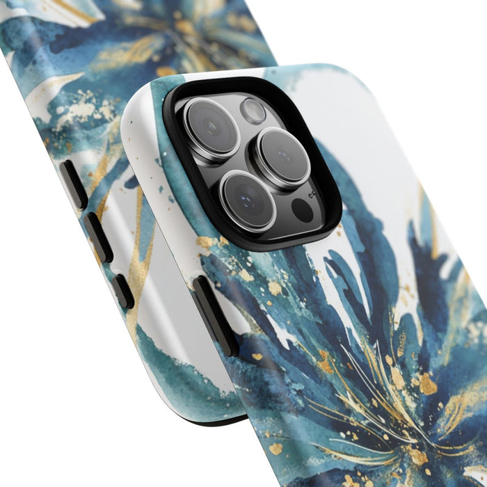 Abstracte Blauwe Bloemen Waterverf Ontwerp